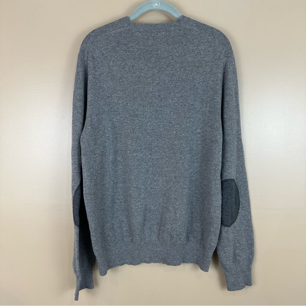 Banana Republic Mens Heather Gray Elbow Patches Italian Yarn Wool Sweater Medium - Picture 6 of 10